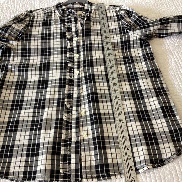 NWT LOFT Plaid Preppy Button Shirt Womens M Black White Casual Retro 90s Y2K - Picture 6 of 8